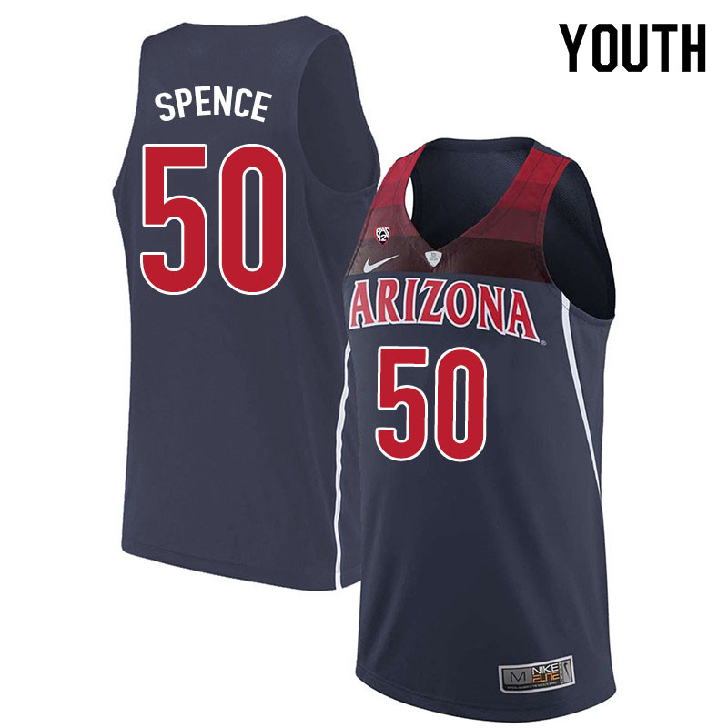 Youth #50 Alec Spence Arizona Wildcats College Basketball Jerseys Sale-Navy